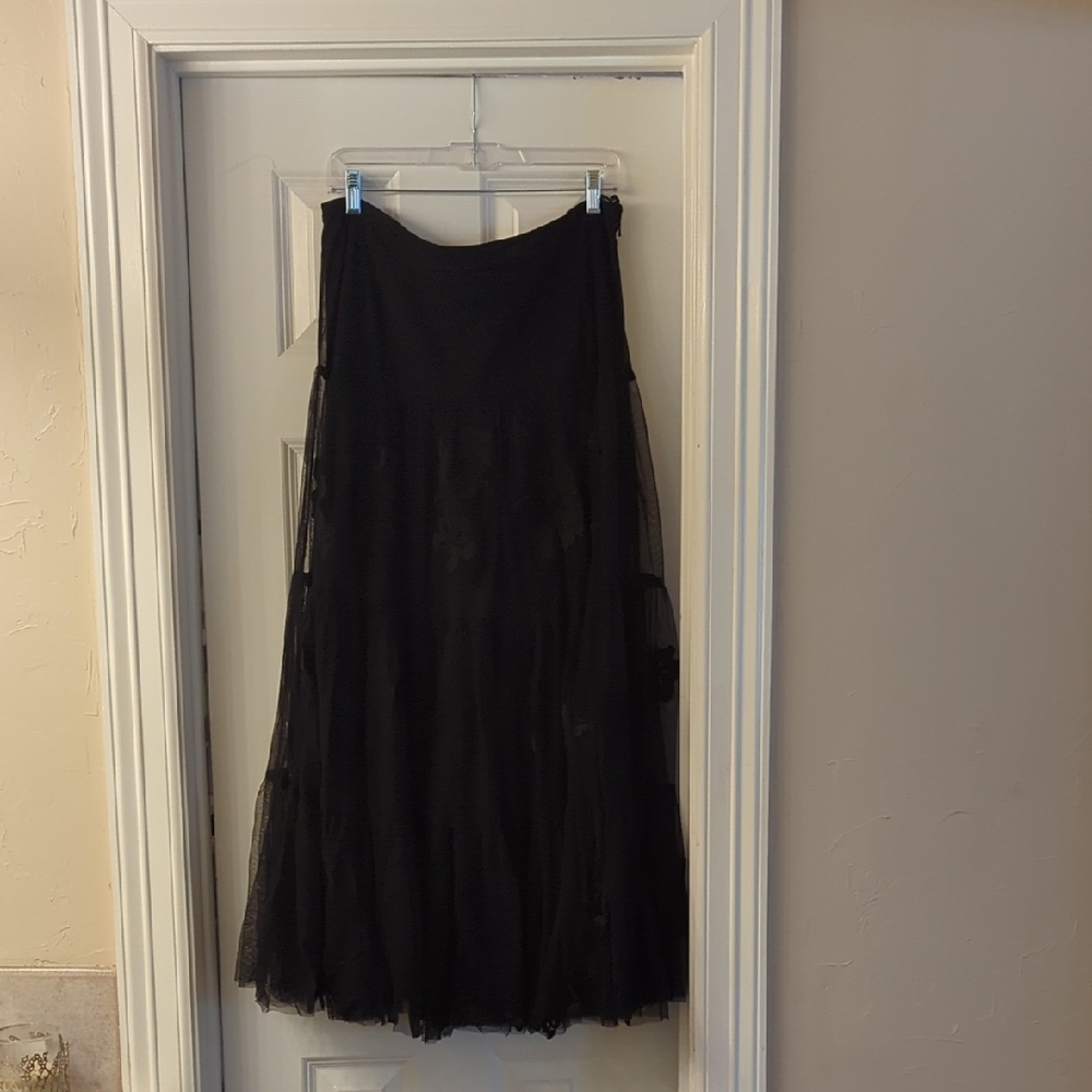Black Layered Maxi Skirt - Elegant Women's Skirt